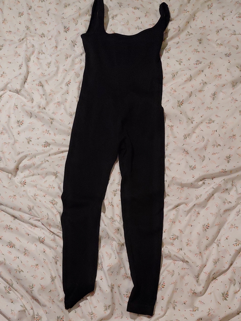 Sleek Black Ribbed Tank Jumpsuit